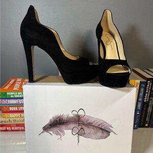 Black Peep Toe Platform Heels